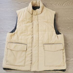 Vintage Talbots Vest Mens L Herringbone Wool Lined Pockets Button Up Winter Coat